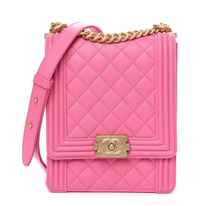 Chanel Calfskin Quilted North South Boy Flap Pink 1 of 11