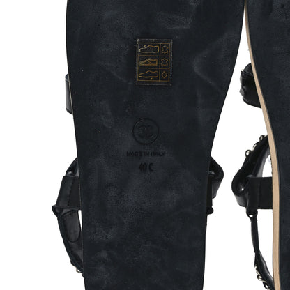 Chanel Lambskin Chain Sandals 40 Black 6 of 8