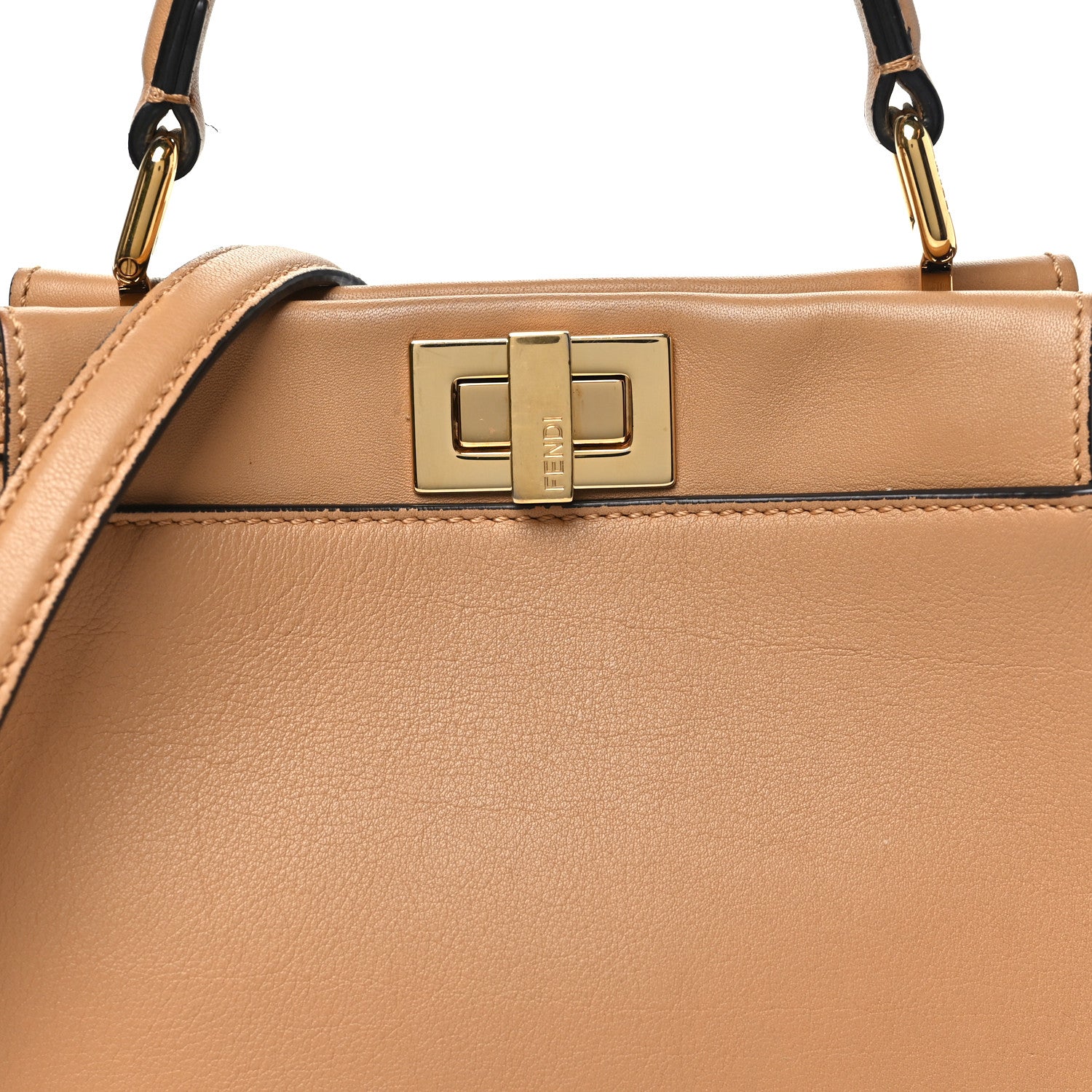 Fendi Vitello Seta Nappa FF Embossed Mini Peekaboo Iconic Satchel