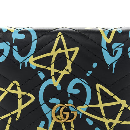 Gucci Calfskin Matelasse GucciGhost GG Marmont Card Case Wallet Black New Acquamarine 10 of 11