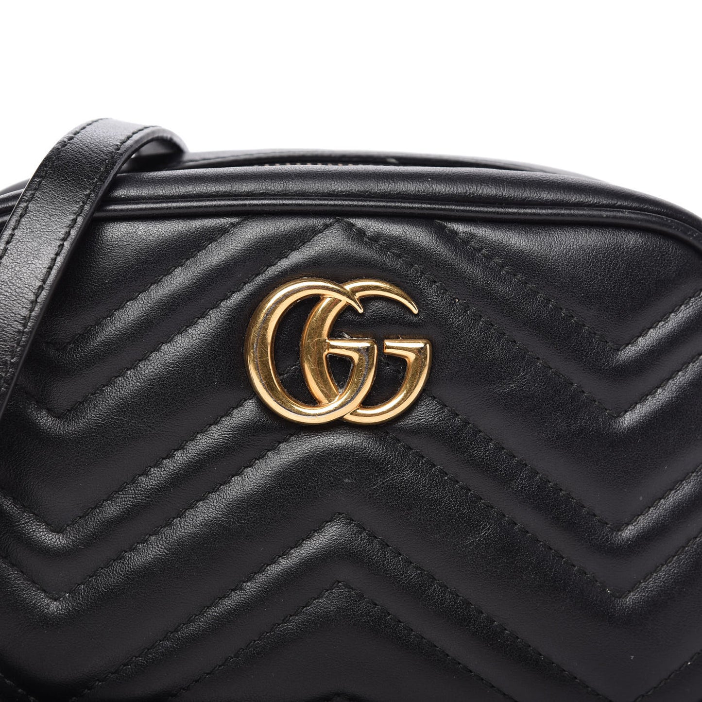 Calfskin Matelasse Mini GG Marmont Chain Shoulder Bag Black
