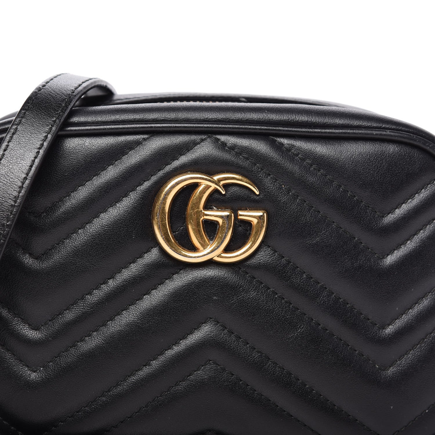 Gucci Calfskin Matelasse Mini GG Marmont Chain Shoulder Bag Black 10 of 10
