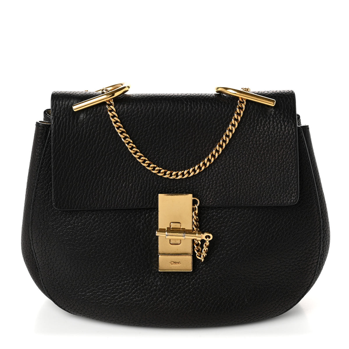 Grained Lambskin Drew Shoulder Bag Black