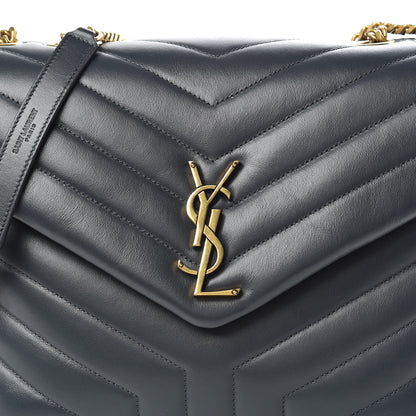 Saint Laurent Calfskin Y Quilted Monogram Medium Loulou Chain Satchel Asphalt 10 of 11