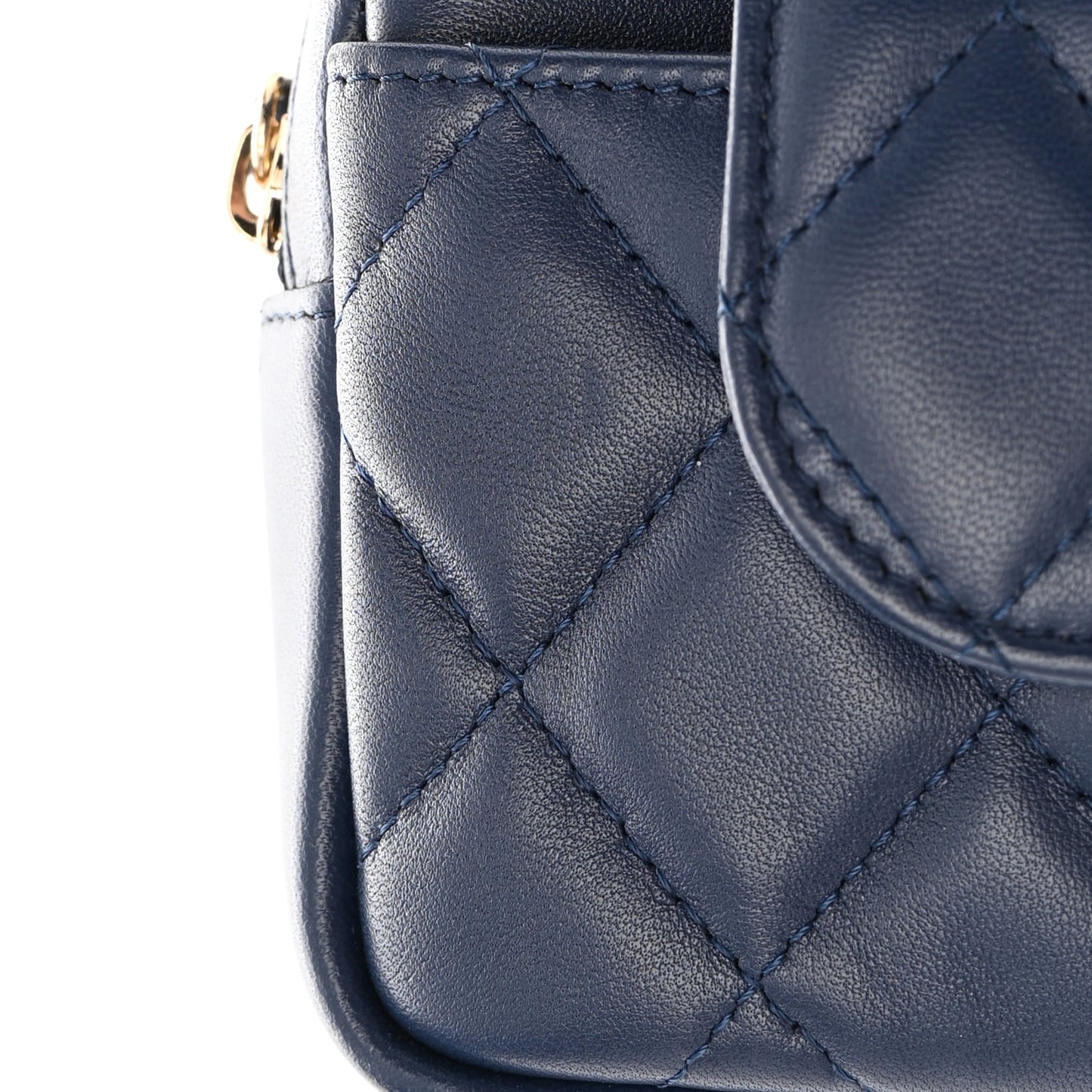 Lambskin Quilted Waist Bag With Pouch Blue