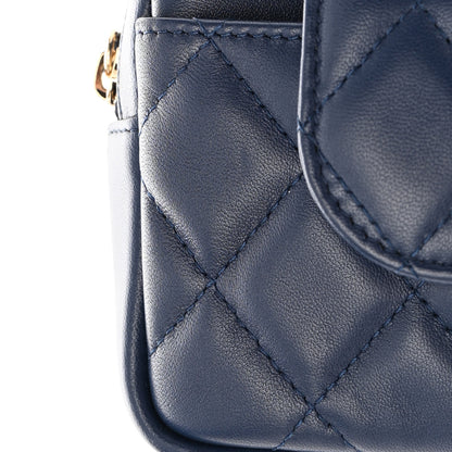 Chanel Lambskin Quilted Waist Bag With Pouch Blue 13 of 15