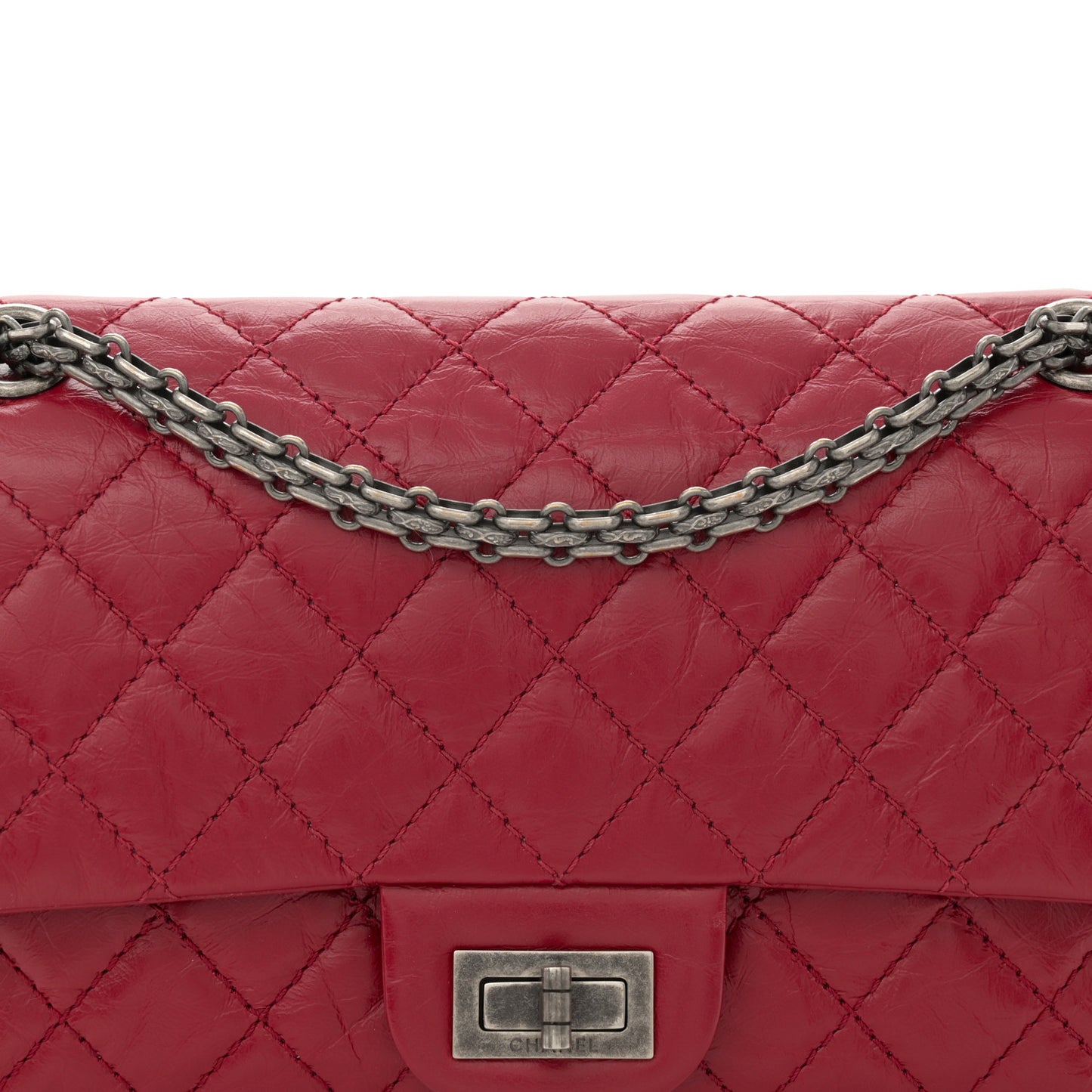 Aged Calfskin Quilted 2.55 Reissue 225 Flap Red