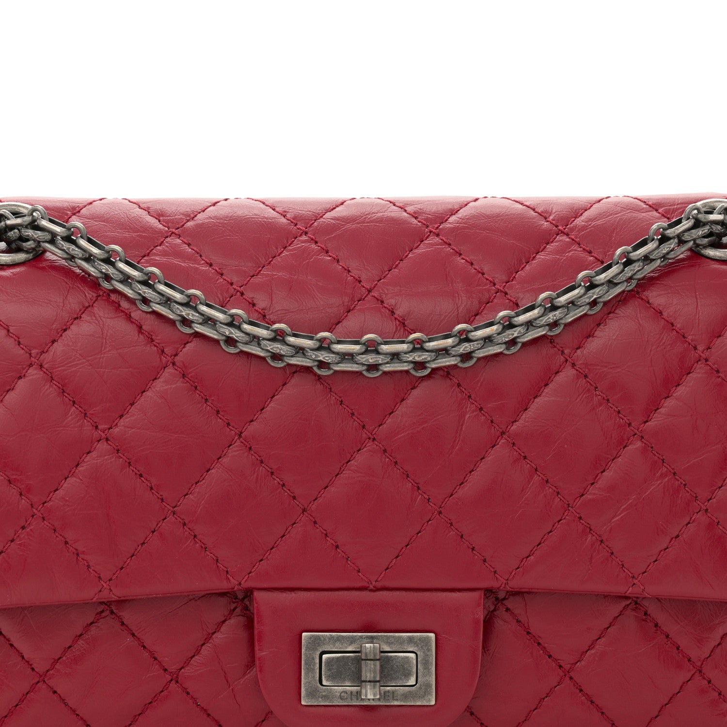 Chanel Aged Calfskin Quilted 2.55 Reissue 225 Flap Red 8 of 10