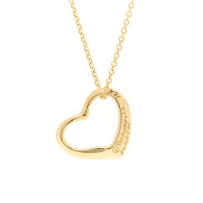 Tiffany 18K Yellow Gold 16mm Elsa Peretti Open Heart Pendant Necklace 4 of 5