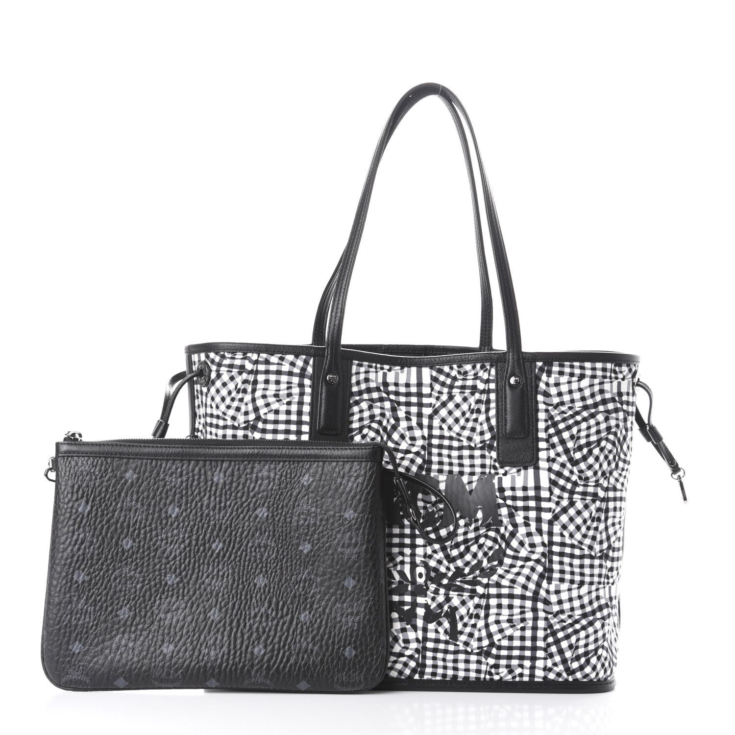MCM Visetos Medium Liz Reversible Shopper Tote Black 3 of 15