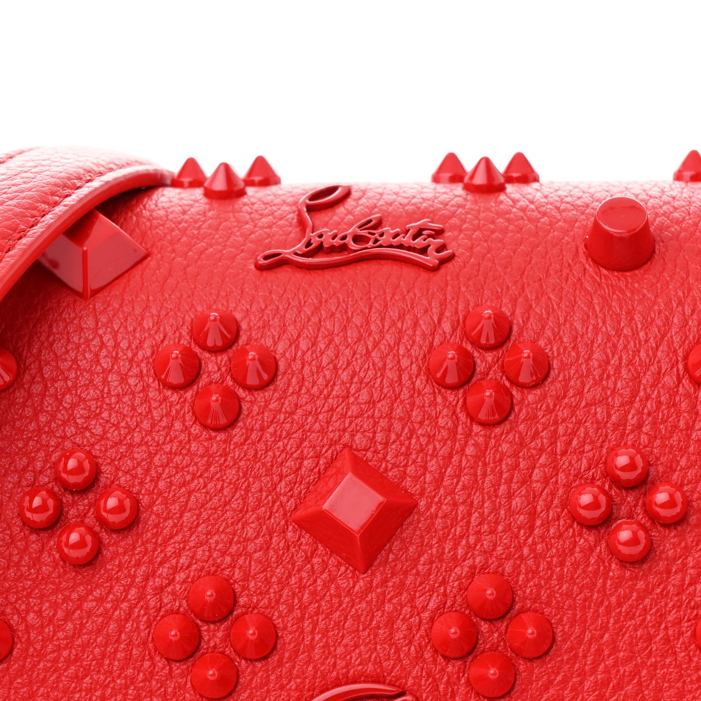 Calfskin Spikes Loubinthesky Paloma Clutch Red