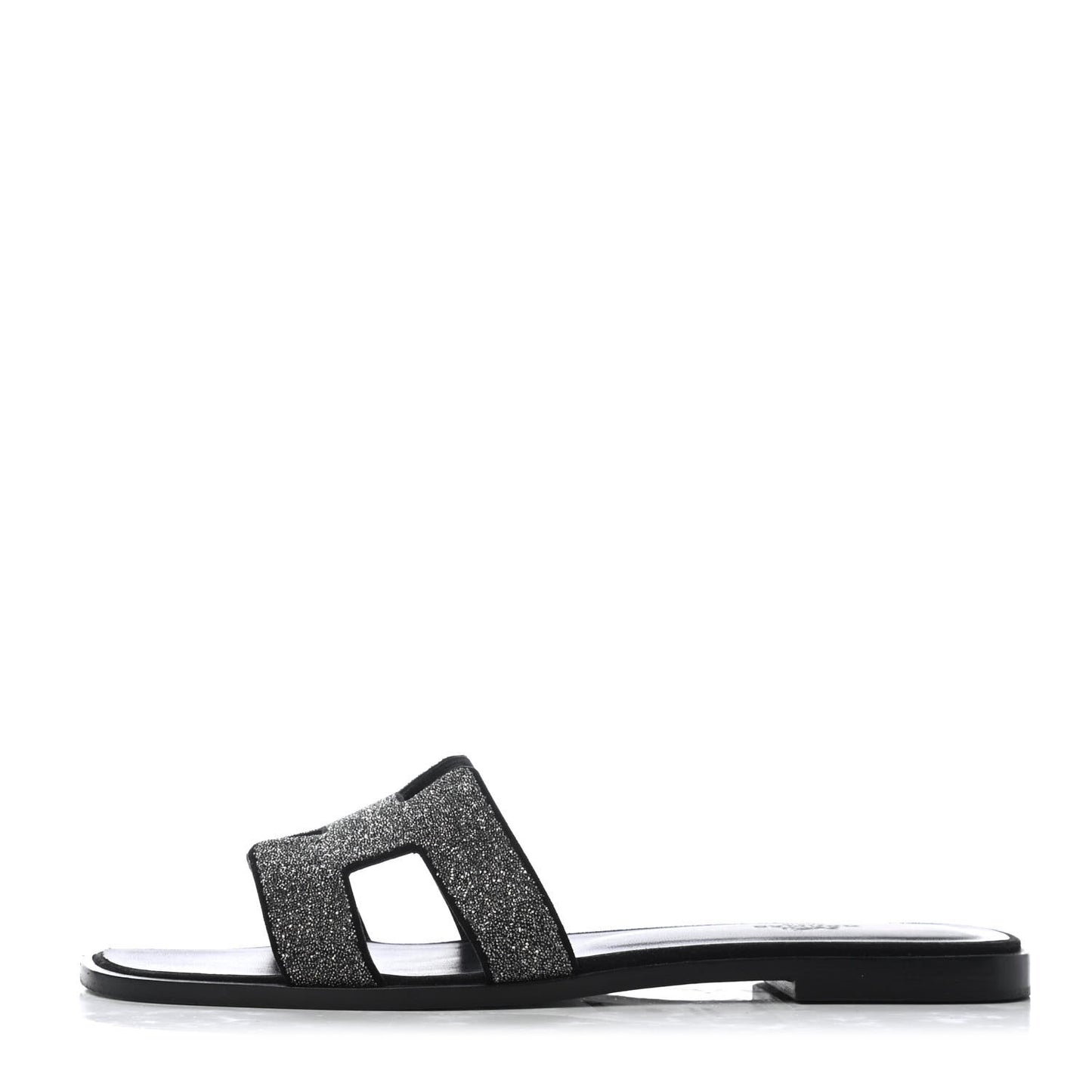 Suede Goatskin Crystal Powder Oran Sandals 40 Black