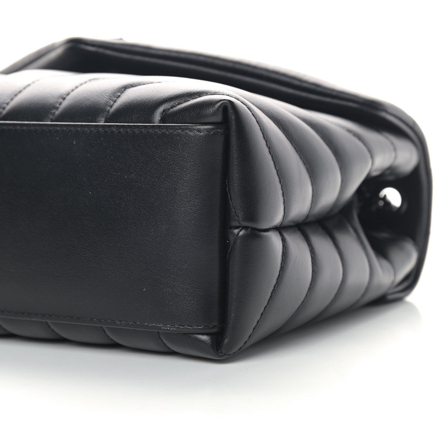 Calfskin Y Quilted Monogram Small Loulou Chain Satchel Black