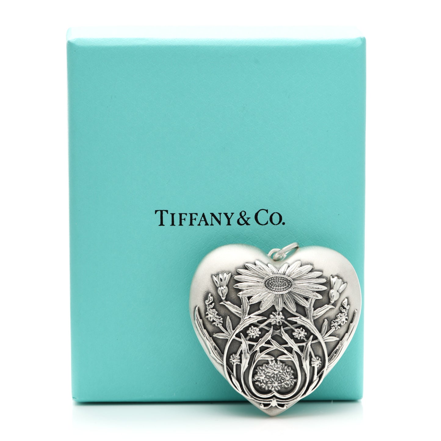 Sterling Silver Large Ziegfeld Daisy Heart Locket Pendant