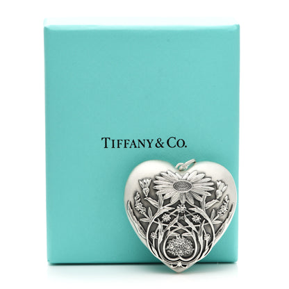 Tiffany Sterling Silver Large Ziegfeld Daisy Heart Locket Pendant 5 of 5