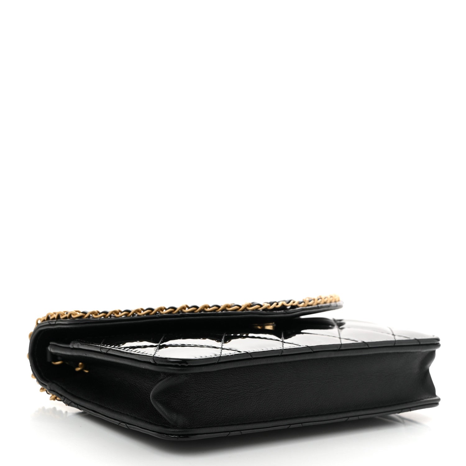 Chanel Patent Quilted Chain Around Heart Wallet On Chain WOC Black 4 of 12