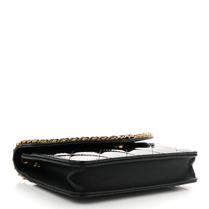 Chanel Patent Quilted Chain Around Heart Wallet On Chain WOC Black 4 of 12