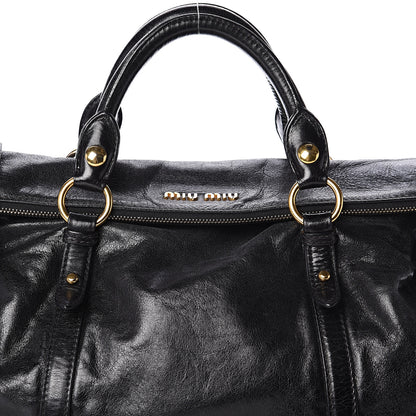 Miu Miu Vitello Lux Bow Tote Black 6 of 8