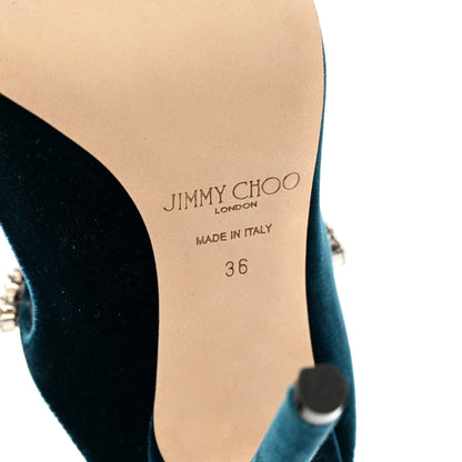 Jimmy Choo Velvet Crystal Bing 100 Pumps 36 Blue 6 of 8