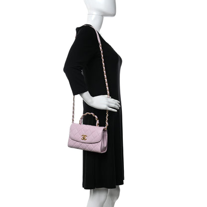 Chanel Crumpled Lambskin Quilted Mini CC Links Top Handle Flap Light Pink 2 of 12