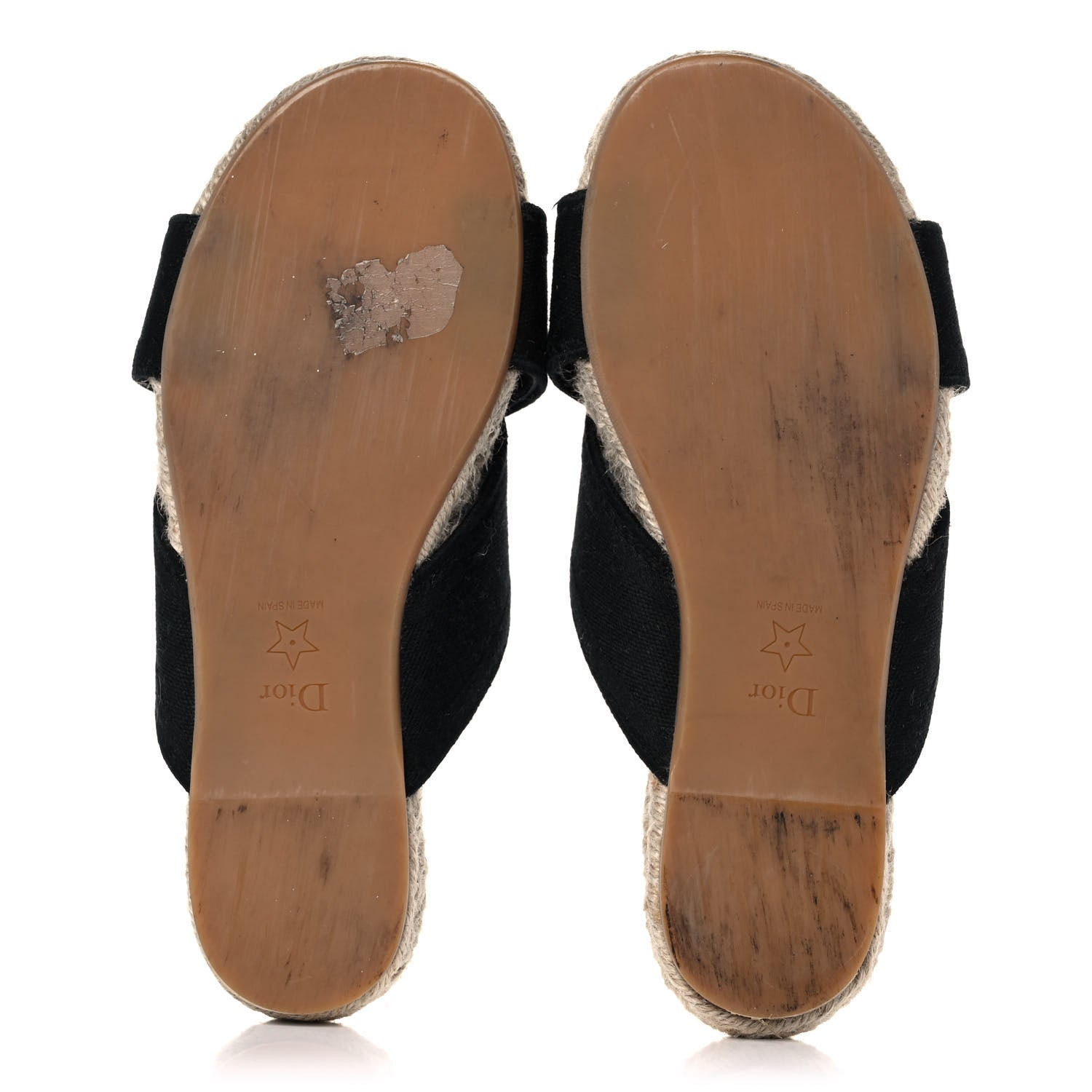 Christian Dior Canvas Embroidered Granville Espadrille Crisscross Flat Slide Sandals 37.5 Black 5 of 11