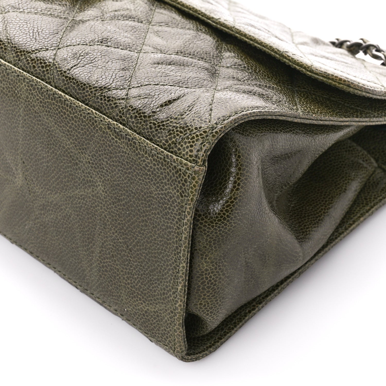 Chanel Crumpled Grained Calfskin Jumbo CC Crave Flap Green 11 of 11