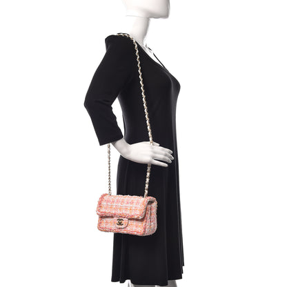 Chanel Tweed Braid Sequin Mini Flap White Pink Orange 2 of 11
