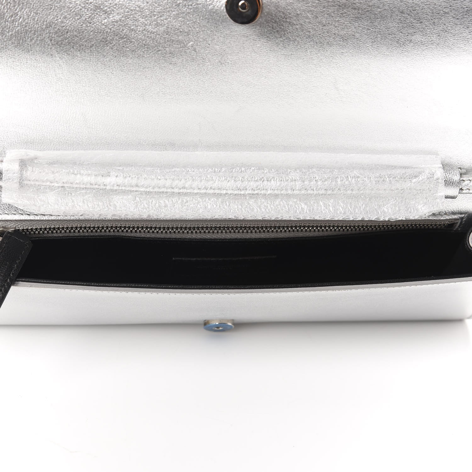 Saint Laurent Nappa Silk Fetiche Clutch Argento 5 of 11