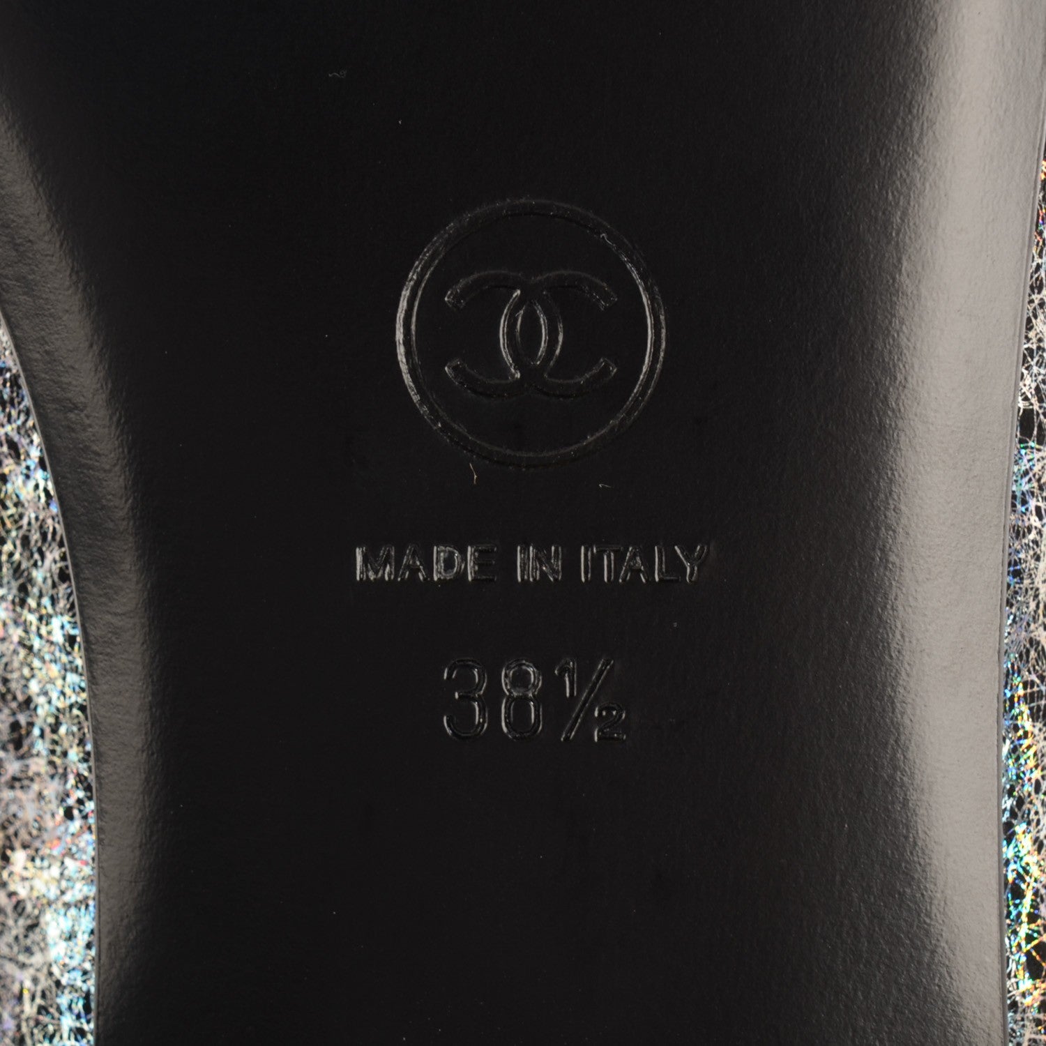 Chanel Metallic Calfskin Hologram Cap Toe Ballerina Flats 38.5 Silver 6 of 7