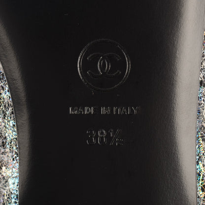 Chanel Metallic Calfskin Hologram Cap Toe Ballerina Flats 38.5 Silver 6 of 7