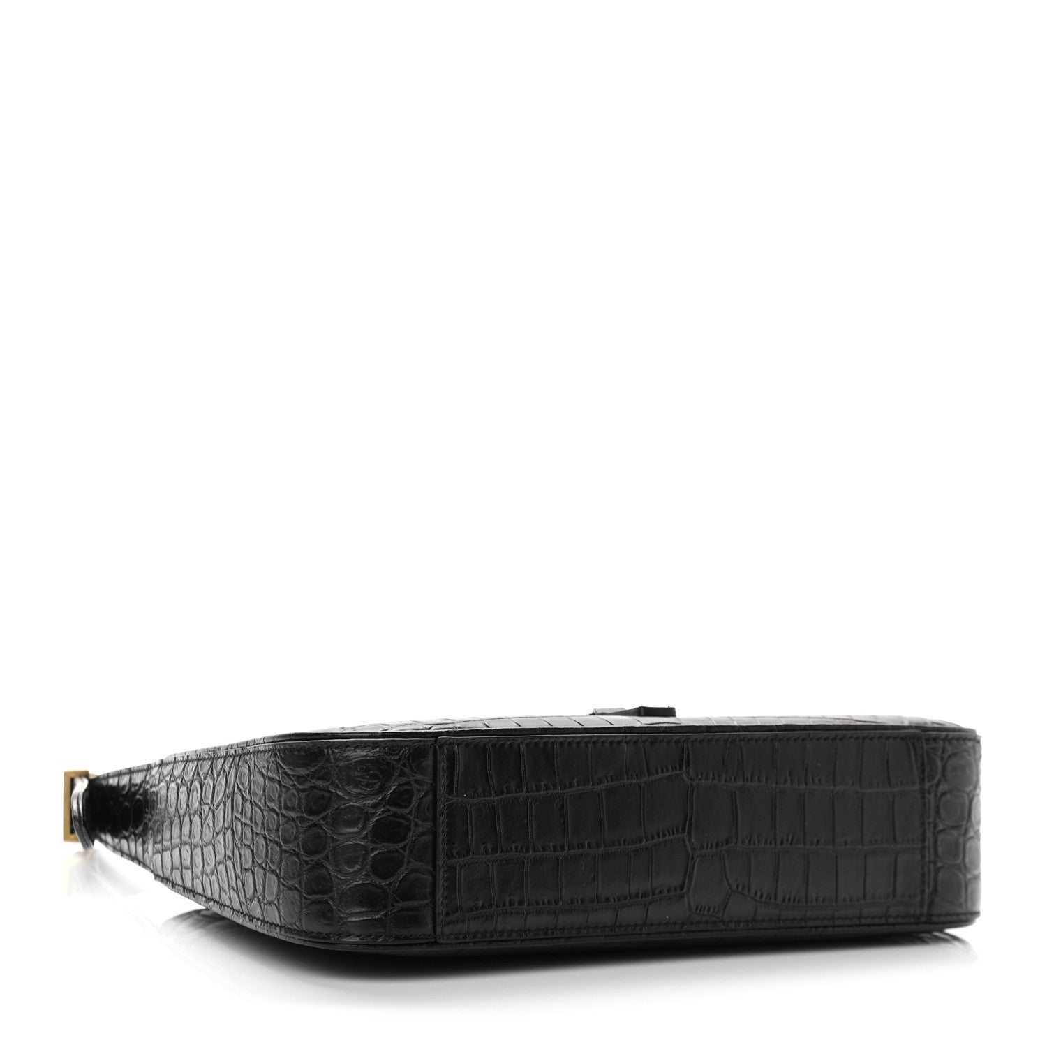 Saint Laurent Calfskin Crocodile Embossed Le 5 A 7 Hobo Black 4 of 11