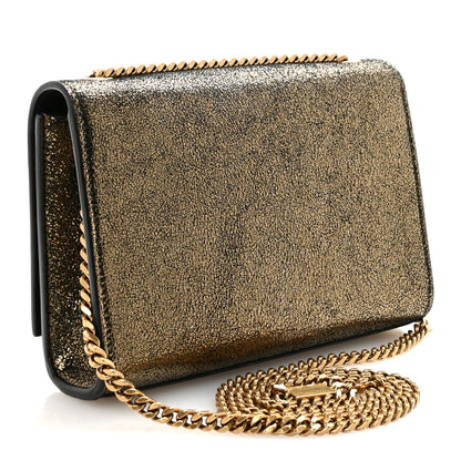 Saint Laurent Metallic Calfskin Small Classic Monogram Kate Satchel Oro 3 of 9