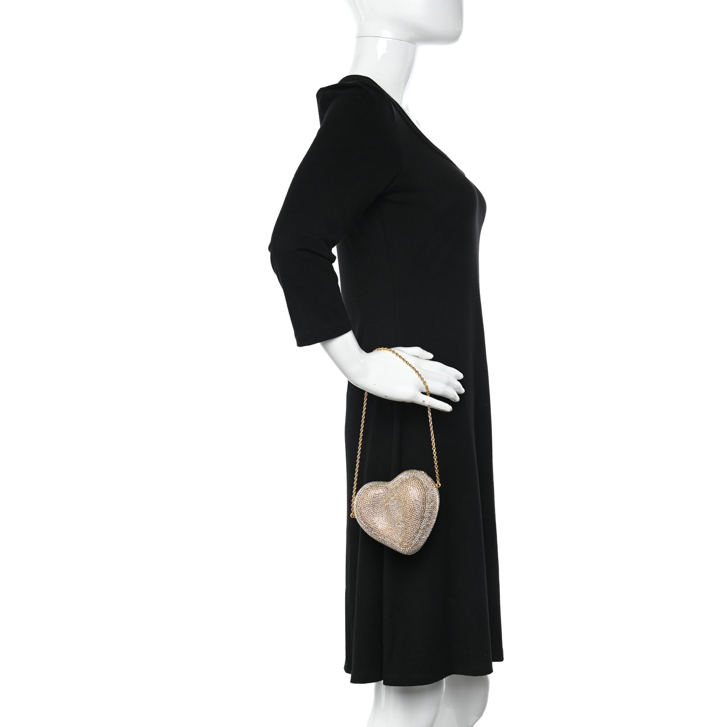 Crystal Heart Minaudiere Clutch Gold