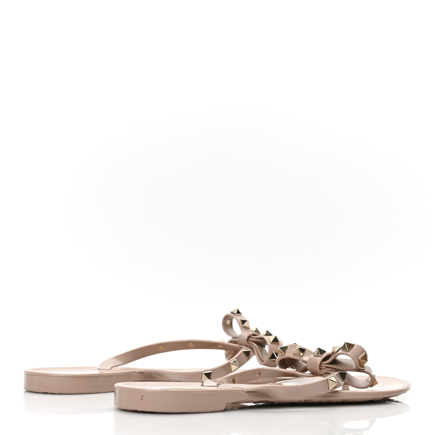 PVC Jelly Rockstud Bow Thong Sandals 41 Poudre
