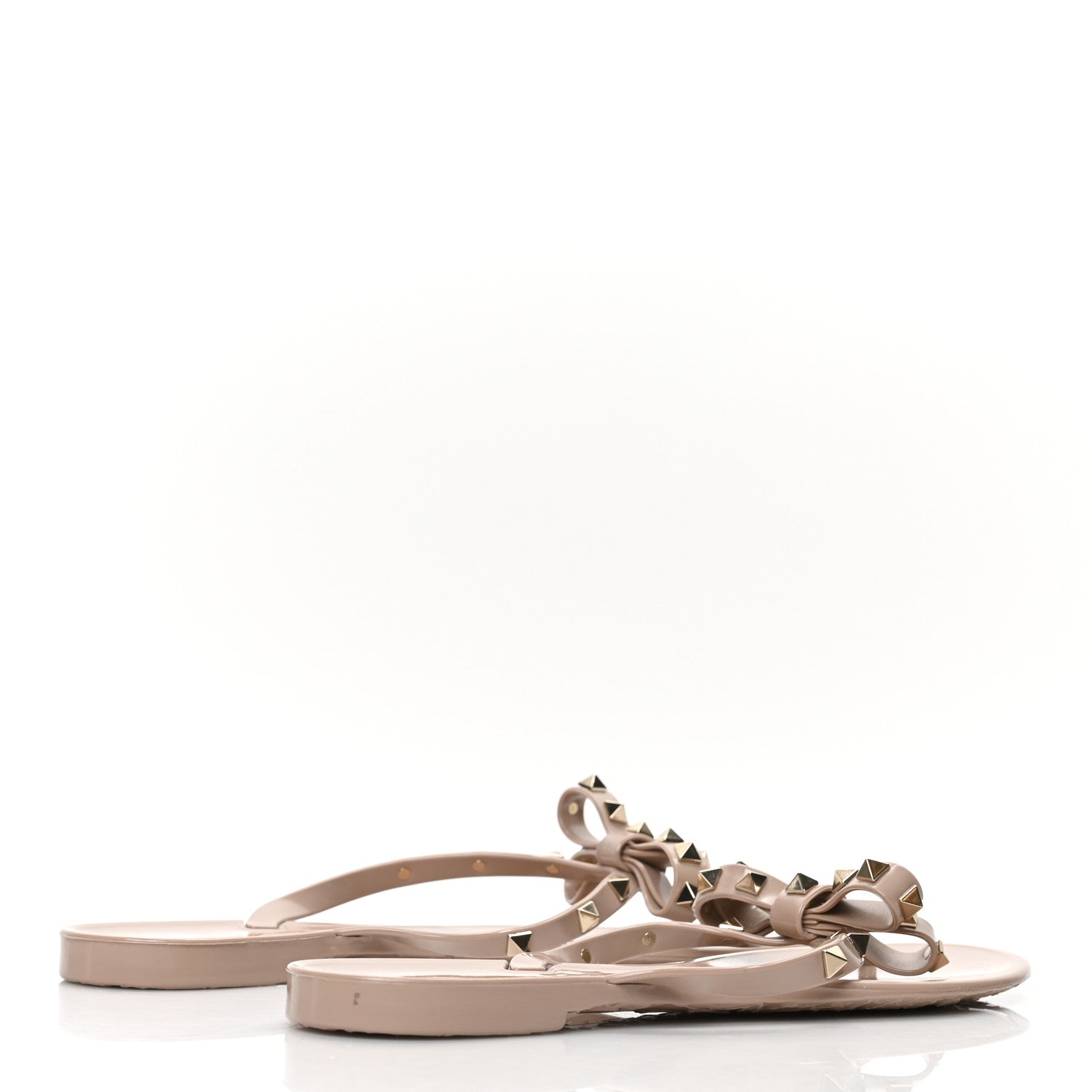 Valentino Garavani PVC Jelly Rockstud Bow Thong Sandals 41 Poudre 4 of 7