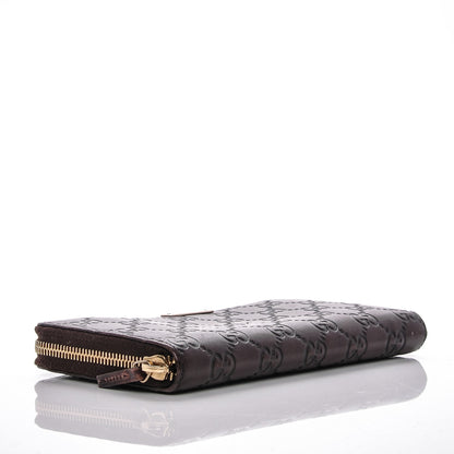Gucci Guccissima Margaux Calfskin Metal Bar Zip Around Wallet Chocolate 4 of 6