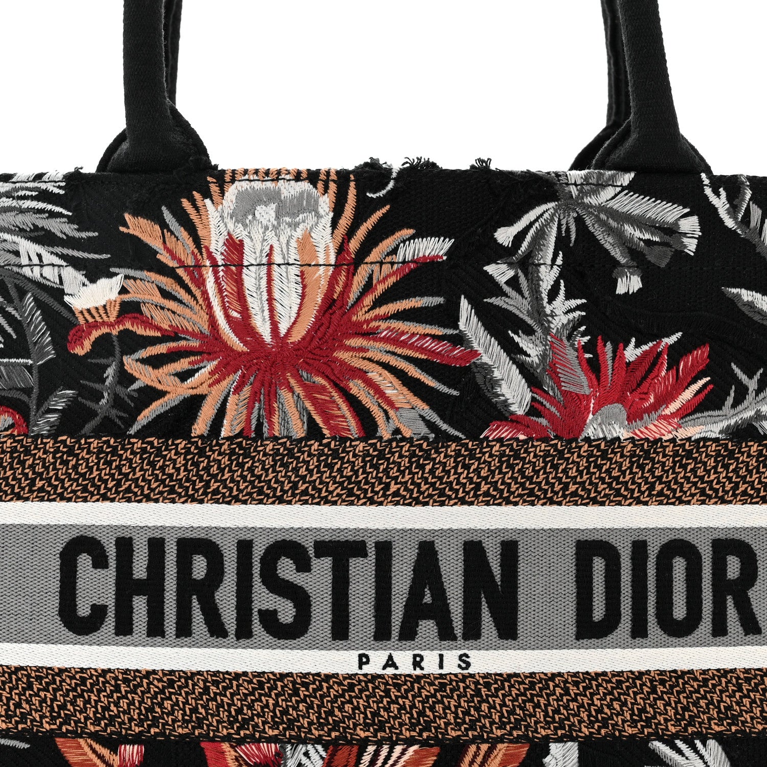 Christian Dior Canvas Embroidered Medium Camouflage Flowers Book Tote Black Multicolor 8 of 10