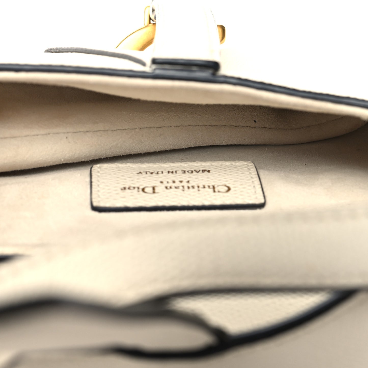 Grained Calfskin Mini Saddle Bag White