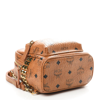 MCM Visetos Side Stud X-Mini Stark Backpack Cognac 4 of 13