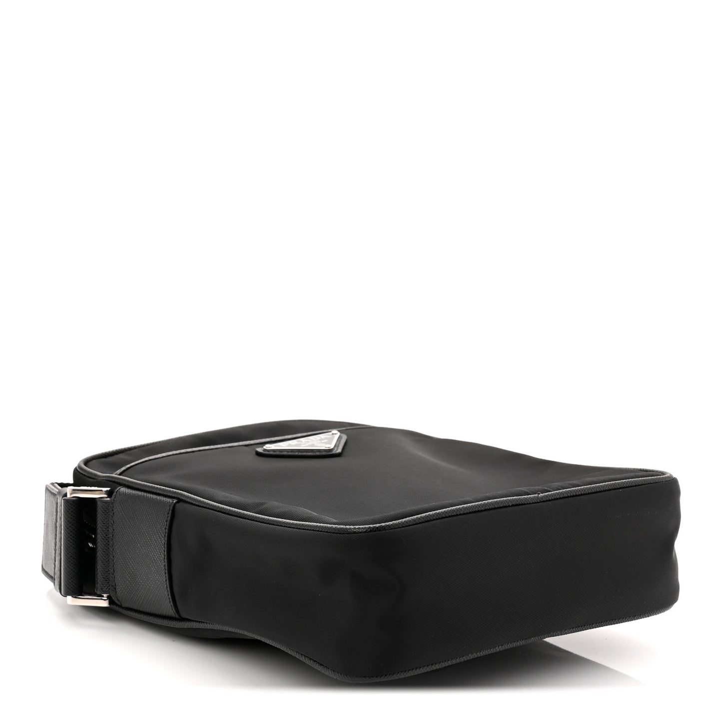 Tessuto Nylon Saffiano Pocket Messenger Shoulder Bag Black