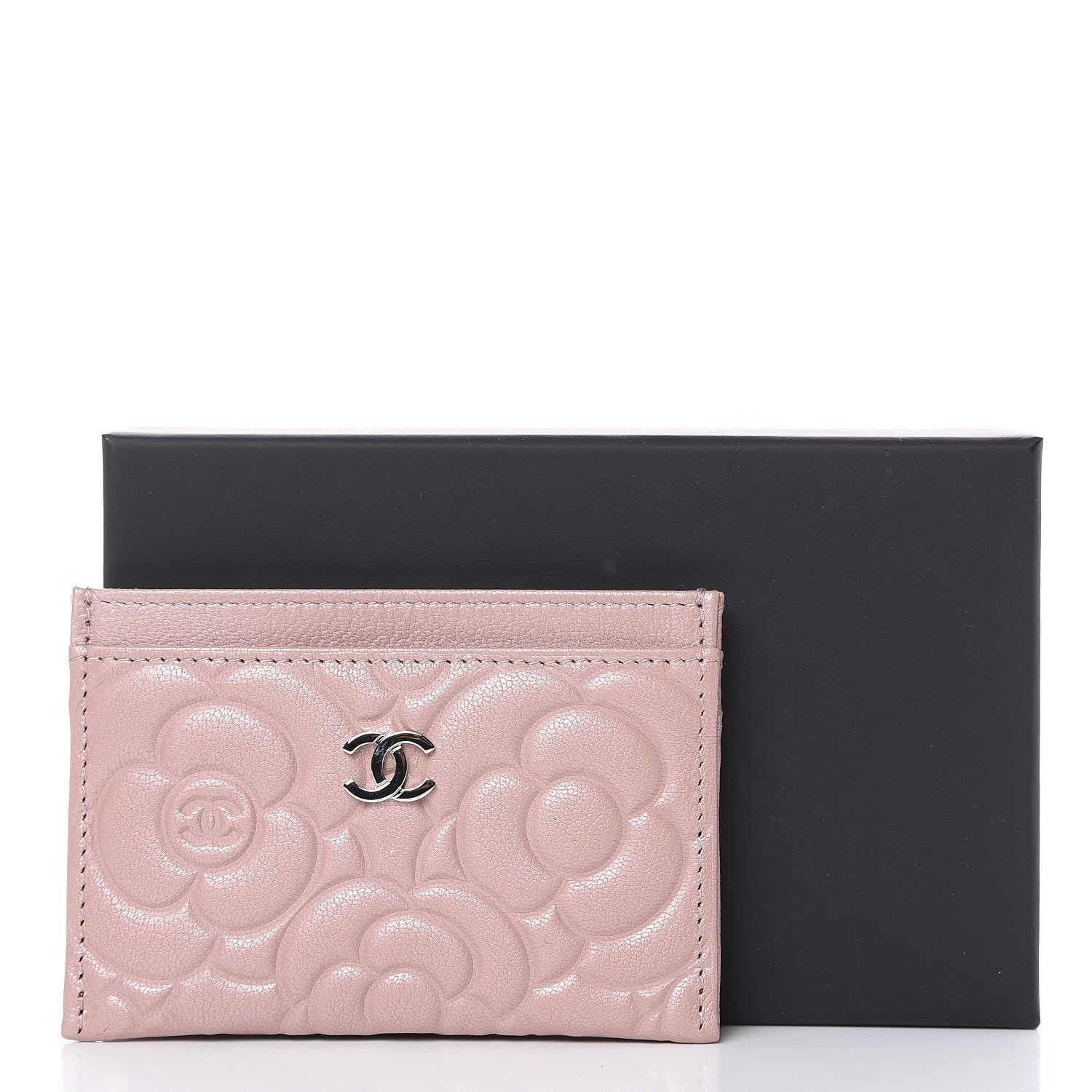 Chanel Goatskin Camellia Embossed Card Holder Light Pink 9 of 9