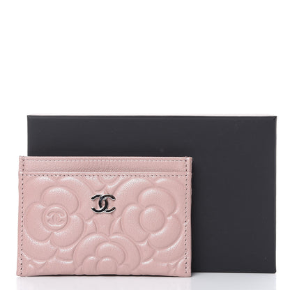 Chanel Goatskin Camellia Embossed Card Holder Light Pink 9 of 9