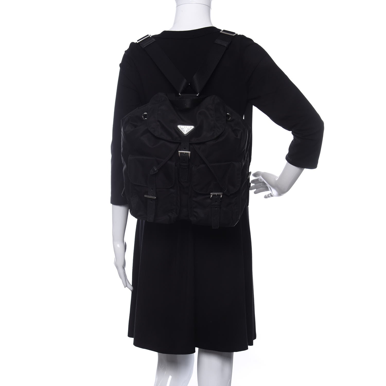 Prada Tessuto Nylon Vela Saffiano Large Backpack Black 2 of 10