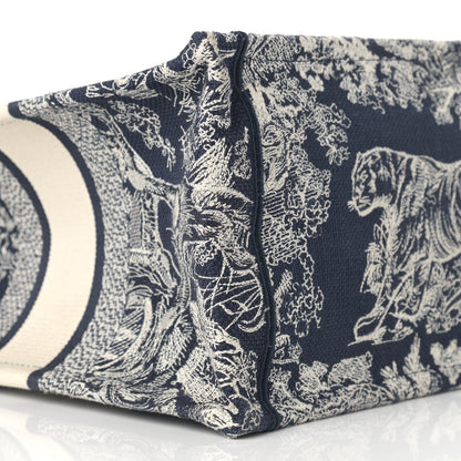 Christian Dior Canvas Embroidered Medium Dioriviera Toile De Jouy Book Tote Blue 7 of 8