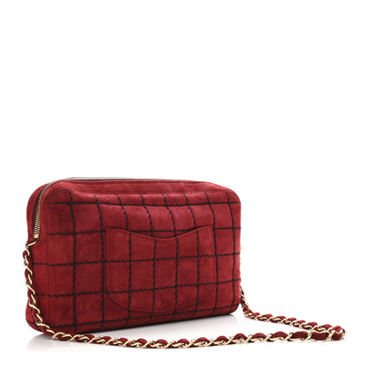 Chanel Suede Chocolate Bar Camera Case Red 2 of 9