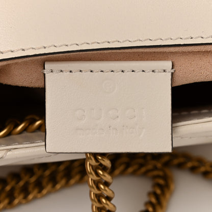 Gucci Calfskin Matelasse Super Mini GG Marmont Shoulder Bag White 6 of 10