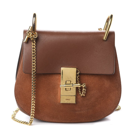 Chloe Suede Smooth Calfskin Drew Shoulder Bag Tobacco 1 of 13