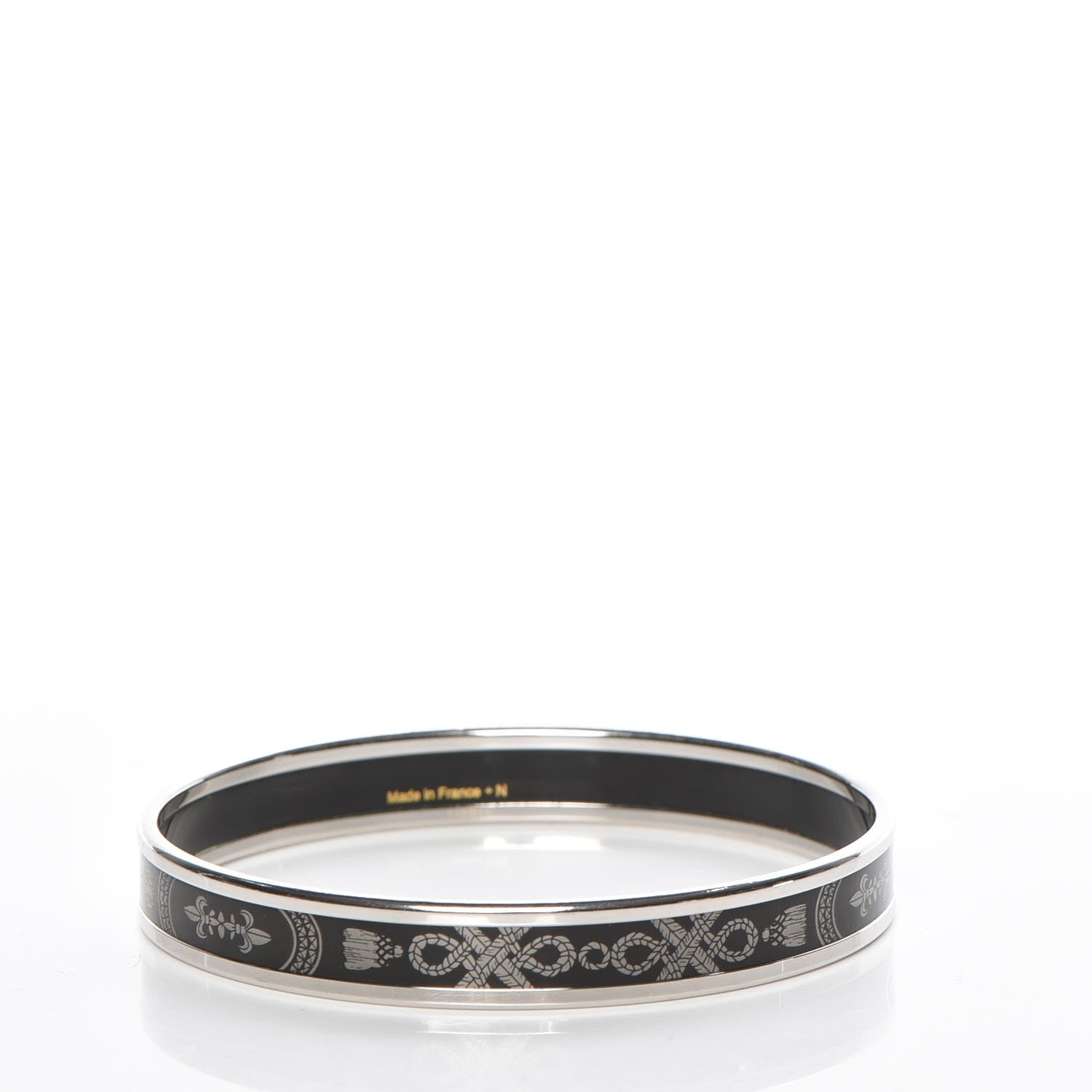 Hermes Enamel Printed Grand Apparat Narrow Bracelet 62 Black 3 of 6
