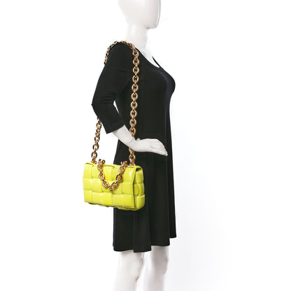 Bottega Veneta Lambskin Maxi Intreccio Padded Chain Cassette Crossbody Bag Kiwi 2 of 9