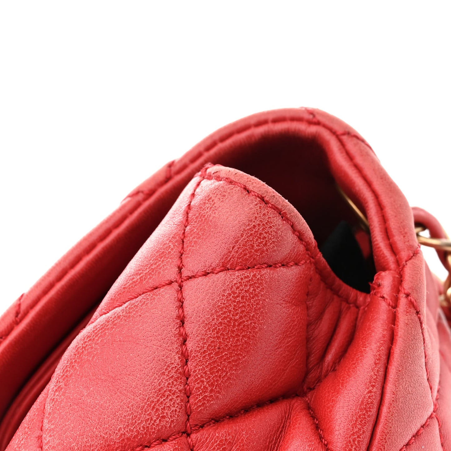 Lambskin Quilted Large Now and Forever Flap Red
